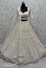 Lovely White Pearl Work Net Wedding Wear Lehenga Choli With Dupatta