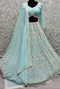Magnificent Sky-Blue Thread Work Georgette Wedding Wear Lehenga Choli