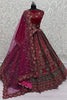 Fabulous Pink Dori Work Velvet Bridal Lehenga Choli With Double Dupatta