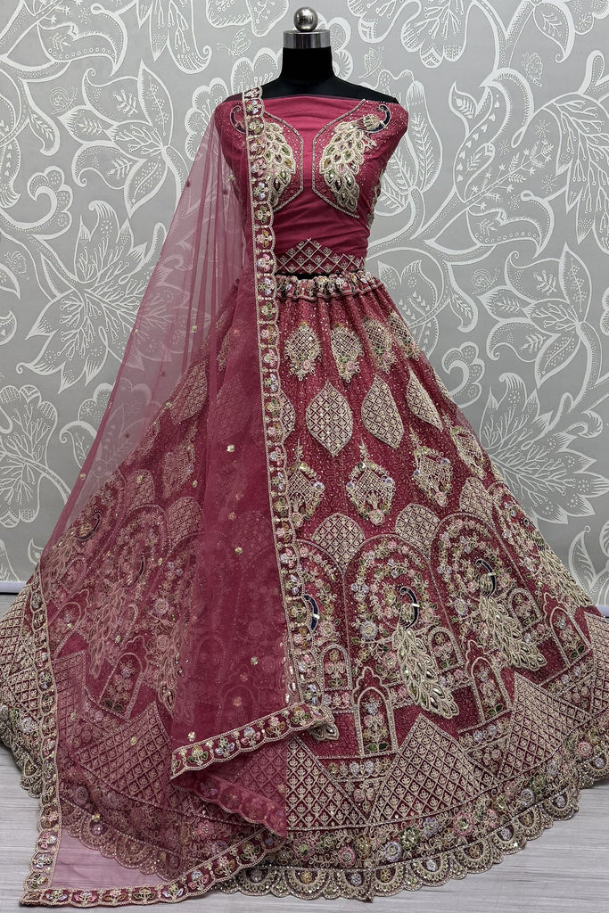 Amazing Pink Sequins Net Engagement Wear Lehenga Choli With Dupatta