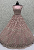 Cute Pink Thread Work Net Bridesmaid Lehenga Choli With Dupatta