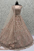 Gorgeous Peach Zircon Work Net Engagement Wear Lehenga Choli
