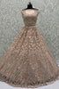 Gorgeous Peach Zircon Work Net Engagement Wear Lehenga Choli