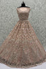 Gorgeous Peach Zircon Work Net Engagement Wear Lehenga Choli
