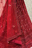 Stunning Red Thread Work Net Bridal Lehenga Choli With Dupatta