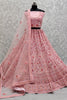 Lovely Pink Multi-Thread Work Net Engagement Wear Lehenga Choli