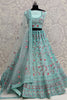 Attractive Sky-Blue Zircon Work Net Bridesmaid Lehenga Choli
