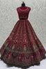 Pretty Pink Dori Work Velvet Bridal Lehenga Choli With Double Dupatta