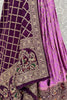Glorious Purple Zari Weaving Georgette Wedding Lehenga Choli With Dupatta