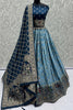 Wonderful Sky-Blue Zari Weaving Georgette Lehenga Choli With Dupatta