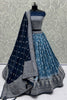Awesome Sky Blue Zari Weaving Georgette Lehenga Choli With Dupatta
