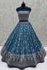 Awesome Sky Blue Zari Weaving Georgette Lehenga Choli With Dupatta
