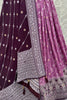 Impressive Purple Mirror Work Lehenga Choli With Banarasi Silk Dupatta
