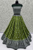 Glamorous Olive Green Zari Weaving Georgette Wedding Lehenga Choli With Dupatta