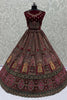 Amazing Maroon Thread Work Velvet Bridal Lehenga Choli With Double Dupatta