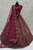 Charming Pink Dori Work Velvet Bridal Lehenga Choli With Double Dupatta
