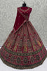 Charming Pink Dori Work Velvet Bridal Lehenga Choli With Double Dupatta