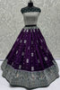 Beautiful Purple Zari Weaving Georgette Wedding Lehenga Choli With Dupatta