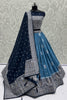 Gorgeous Blue Zari Weaving Georgette Lehenga Choli With Dupatta