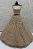 Magnetic Beige Multi-Thread Work Net Designer Lehenga Choli With Dupatta