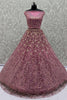 Fascinating Pink Sequins Net Engagement Wear Lehenga Choli With Dupatta