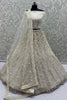 Alluring White Thread Embroidered Bridesmaid Lehenga Choli With Dupatta