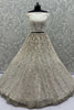 Alluring White Thread Embroidered Bridesmaid Lehenga Choli With Dupatta