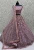 Spectacular Lavender Zircon Work Net Engagement Wear Lehenga Choli With Dupatta