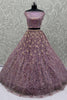 Spectacular Lavender Zircon Work Net Engagement Wear Lehenga Choli With Dupatta