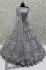 Adorable Grey Floral Embroidered Net Bridesmaid Lehenga Choli With Dupatta