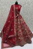 Lovely Red Dori Embroidered Silk Bridal Lehenga Choli With Double Dupatta