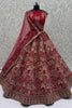 Lovely Red Dori Embroidered Silk Bridal Lehenga Choli With Double Dupatta