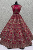 Pretty Pink Thread Work Silk Bridal Lehenga Choli With Double Dupatta

