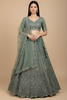 Dazzling Green Embroidered Net Bridesmaid Lehenga Choli With Dupatta
