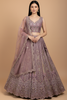 Majestic Mauve Multi-Thread Work Net Bridesmaid Lehenga Choli With Dupatta
