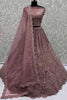 Majestic Mauve Multi-Thread Work Net Bridesmaid Lehenga Choli With Dupatta