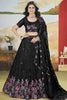 Precious Black Thread Work Chinon Designer Lehenga Choli With Dupatta