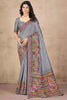 Alluring Grey Hand Work Pashmina Silk Function Wear Saree With Blouse