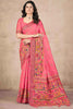 Beautiful Coral Pink Hand Work Pashmina Silk Wedding Wear Saree