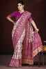 Lovable Purple Hand Work Motif Banarasi Silk Function Wear Saree