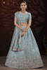 Impressive Blue Thread Work Net Reception Wear Lehenga Choli