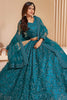 Attractive Teal Blue Stone Work Net Reception Wear Lehenga Choli
