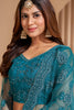 Attractive Teal Blue Stone Work Net Reception Wear Lehenga Choli