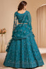 Attractive Teal Blue Stone Work Net Reception Wear Lehenga Choli