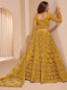Charming Yellow Thread Work Net Wedding Lehenga Choli With Dupatta