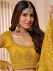 Charming Yellow Thread Work Net Wedding Lehenga Choli With Dupatta