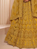 Charming Yellow Thread Work Net Wedding Lehenga Choli With Dupatta
