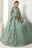 Precious Sage Green Thread Work Net Engagement Wear Lehenga Choli