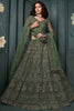 Wonderful Green Embroidered Net Bridesmaid Lehenga Choli With Dupatta