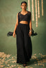 Incredible Black Chinon Party Wear Crop Top Palazzo With Shrug